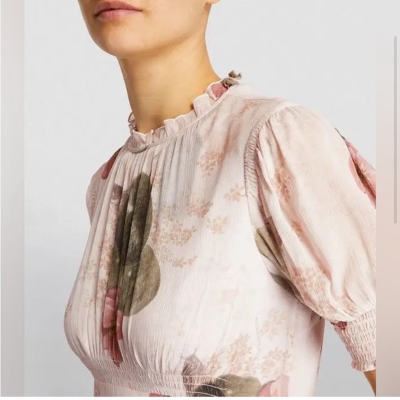 All Saints Laverna Asago Pink and Green Floral Maxi Dress - Picture 2 of 5